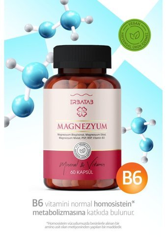 Erbatab Magnezyum Form Aromasız Yetişkin Vitamin 60 Kapsül