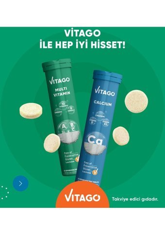 Vitago Multivitamin Ginseng + Kalsiyum Aromasız Yetişkin Vitamin 20 Tablet