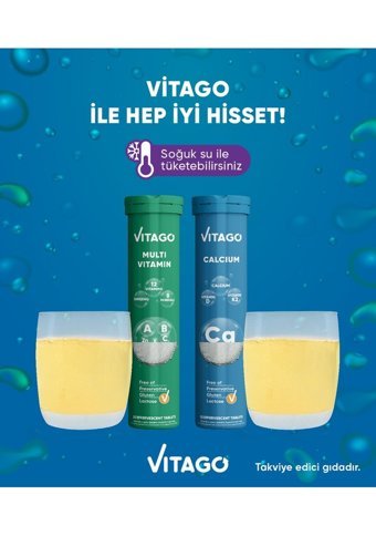 Vitago Multivitamin Ginseng + Kalsiyum Aromasız Yetişkin Vitamin 20 Tablet