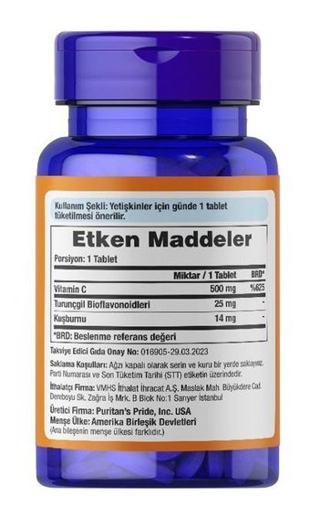 Puritan'S Pride Vitamin C Aromasız Yetişkin Vitamin 30 Tablet