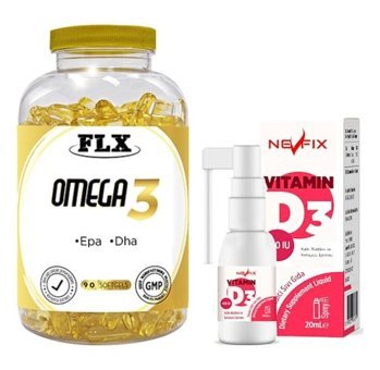 Flx Omega 3 Ve Vitamin D4 Aromasız Yetişkin Vitamin 90 Softgel - 20 ml