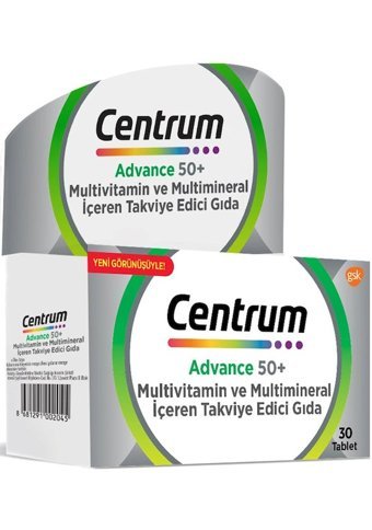 Centrum Advance 50 Multivitamin Aromasız Yetişkin Vitamin 3x30 Kapsül