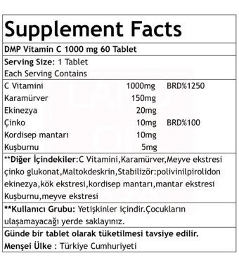 Mnk Vitamin C Çinko Kara Mürver Ekinezya Bitki Ekstralar Yetişkin Vitamin 60 Tablet