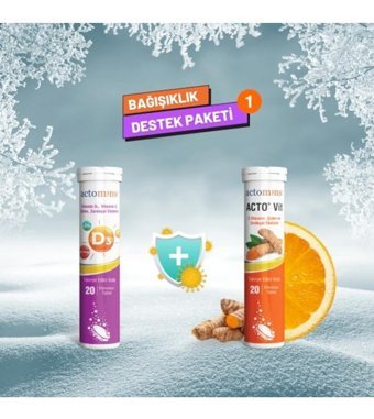 Actomins Vitamin D3 Portakal - Zerdeçal Yetişkin Vitamin 20 Tablet