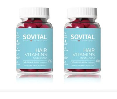 Sovital Hair Vitamins Biotin Aromasız Yetişkin Vitamin 2x60 grummies