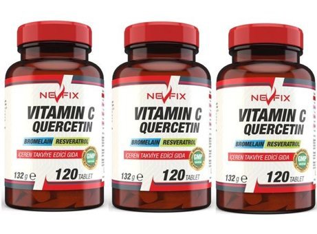 Nevfix Vitamin C Bromelian Quercetin Aromasız Yetişkin Vitamin 3x120 Tablet