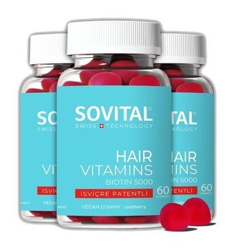 Sovital Hair Vitamins Biotin Aromasız Yetişkin Vitamin 3x60 Adet