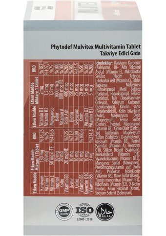 Phytodef Mulvitex Multivitamin Aromasız Yetişkin Vitamin 90 Tablet