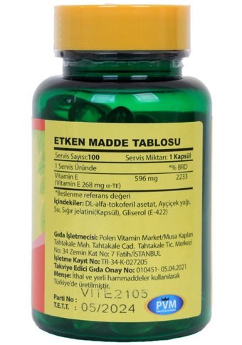 Vitapol Vitamin E Aromasız Yetişkin Vitamin 100 Tablet