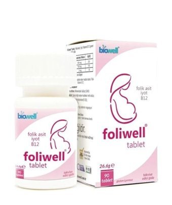 Foliwell Folik Asit İyot Aromasız Yetişkin Vitamin 90 Tablet