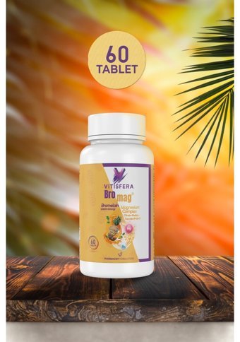Vitisfera Bromag Bromelain Magnezyum Kompleks Vitamin B6 Ananas Yetişkin Vitamin 60 Tablet
