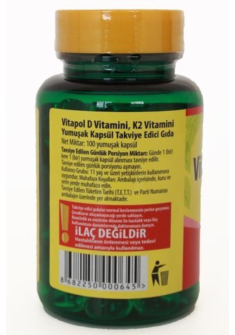 Vitapol Vitamin D3-K2 Aromasız Yetişkin Vitamin 3x100 Softgel