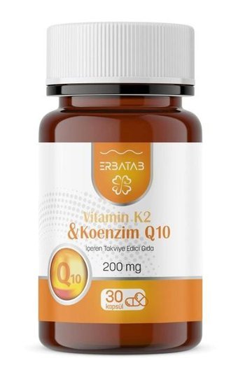 Erbatab Vitamin K2 Ve Koenzim Q10 Aromasız Yetişkin Vitamin 30 Kapsül