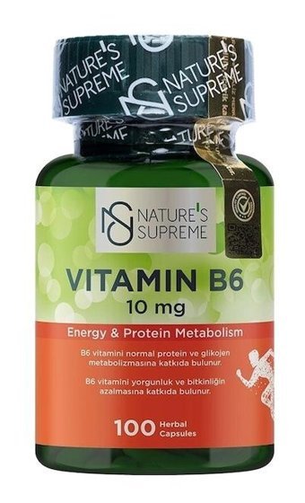 Nature'S Supreme Vitamin B6 Aromasız Yetişkin Vitamin 100 Kapsül