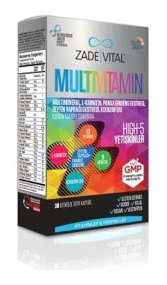 Zade Vital Multivitamin Zeytin Yaprağı Yetişkin Vitamin 30 Kapsül