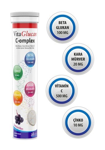 Allergo Vitaglucan C-Omplex Efervesan Aromasız Yetişkin Vitamin 20 Tablet