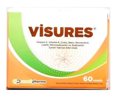 Visures Vitamin C Vitamin E Çinko Bakır Aromasız Yetişkin Vitamin 60 Kapsül