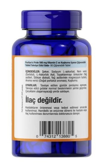 Puritan'S Pride Vitamin C Aromasız Yetişkin Vitamin 90 Tablet