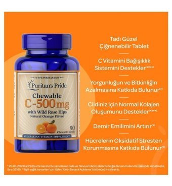 Puritan'S Pride Vitamin C Aromasız Yetişkin Vitamin 90 Tablet