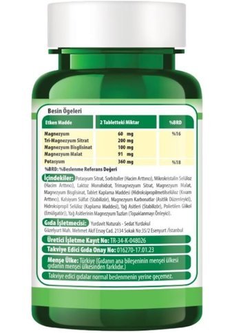Yurdavit Kalium Magnesium Complex Aromasız Yetişkin Vitamin 3x60 Tablet