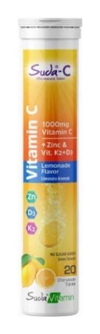 Suda-C Vitamin C Efervesan Limonlu Yetişkin Vitamin 20 Tablet