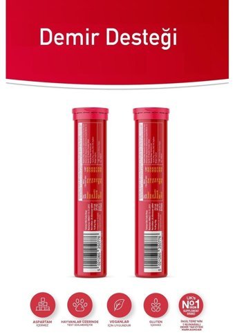 Vitabiotics Feroglobin Fizz Demir Vitamin B12 Portakallı Yetişkin Vitamin 20 Tablet