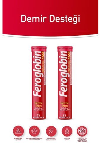 Vitabiotics Feroglobin Fizz Demir Vitamin B12 Portakallı Yetişkin Vitamin 20 Tablet