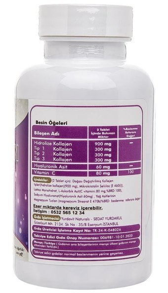 Hidrolize Collagen Aromasız Yetişkin Vitamin 2x100 Tablet