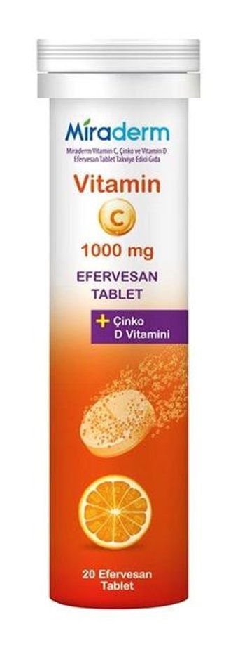 Miraderm Vitamin C Aromasız Yetişkin Vitamin 20 Tablet