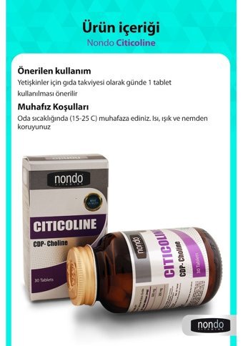 Nondo Vitamins Citicoline Aromasız Yetişkin Vitamin 30 Tablet