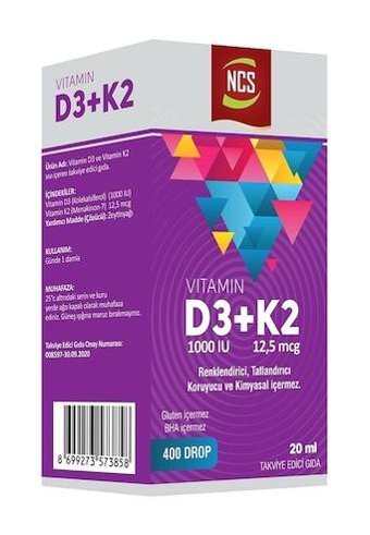 Ncs Biotin - Vitamin D3 + K2 Elmalı Yetişkin Vitamin 60 Tablet
