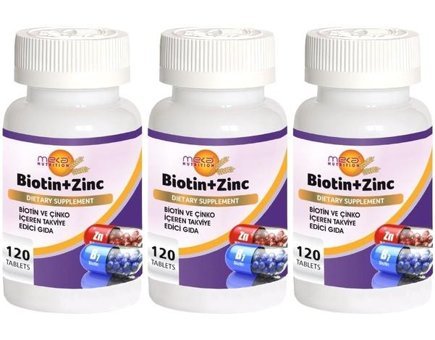 Meka Nutrition Biotin Çinko Aromasız Yetişkin Vitamin 3x120 Tablet