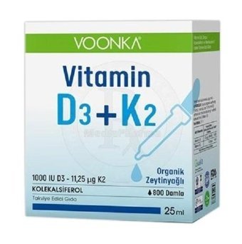 Voonka Vitamin D3-K2 Aromasız Yetişkin Vitamin 25 ml