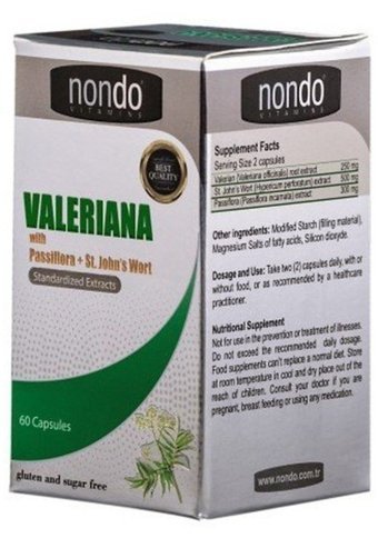 Nondo Valeriana Passiflora Aromasız Yetişkin Vitamin 60 Kapsül