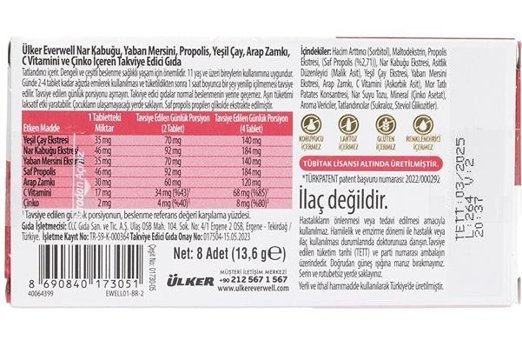 Ülker Everwell Defence Meyveli Yetişkin Vitamin 8 Tablet