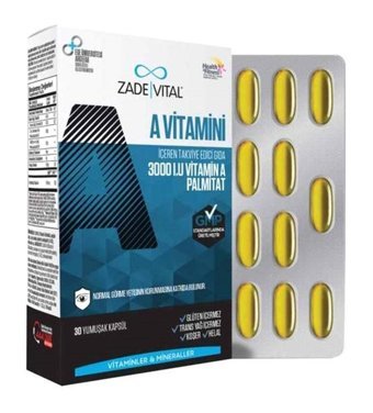 Zade Vital Vitamin A Aromasız Yetişkin Vitamin 30 Kapsül