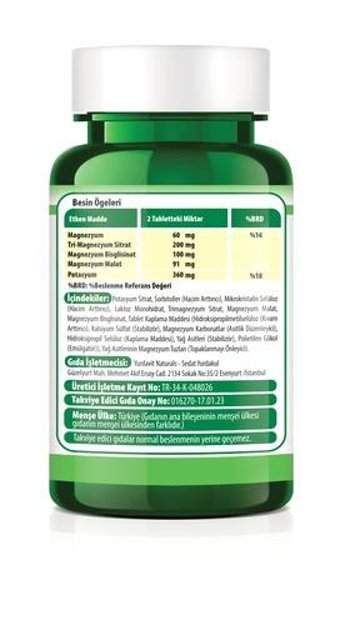 Yurdavit Kalium Magnesium Complex Aromasız Yetişkin Vitamin 60 Tablet