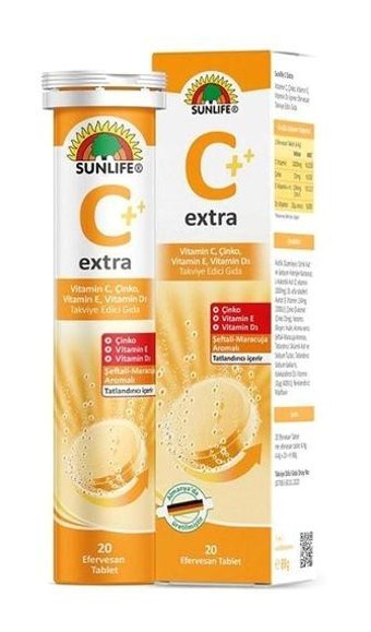 Sunlife Vitamin C Extra Şeftali Yetişkin Vitamin 3x20 Tablet