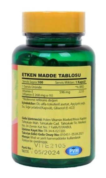 Trunature Vitamin E Aromasız Yetişkin Vitamin 100 Tablet