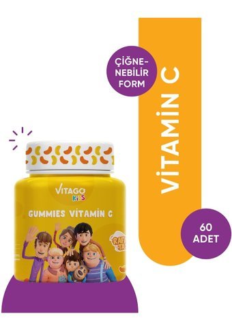 Vitago Kids Gummies Vitamin C Doğal Meyve Yetişkin Vitamin 60 Kapsül