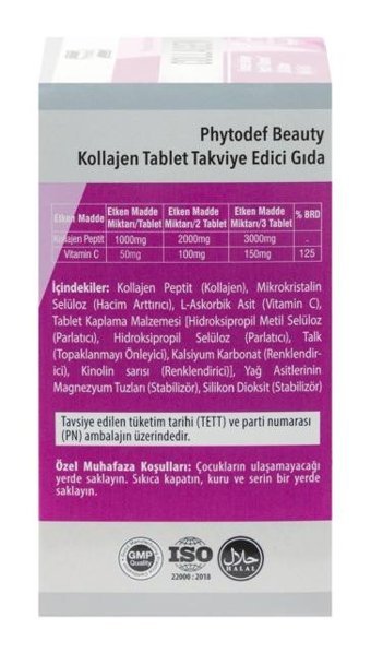 Phytodef Kolajen + Vitamin C Aromasız Yetişkin Vitamin 30 Tablet