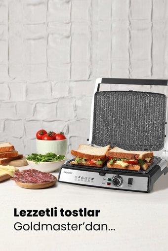 Goldmaster Tostmix 6 Dilim Granit Çıkartılabilir Plaka Tek Yönlü 2000 W Izgaralı Kırmızı Tost Makinesi
