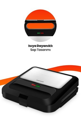 Goldmaster Speedy 2 Dilim Teflon Çıkartılabilir Plaka Tek Yönlü 750 W Izgaralı Mini inox Tost Makinesi