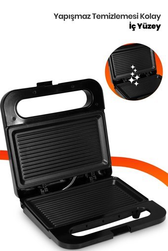 Goldmaster Speedy 2 Dilim Teflon Çıkartılabilir Plaka Tek Yönlü 750 W Izgaralı Mini inox Tost Makinesi