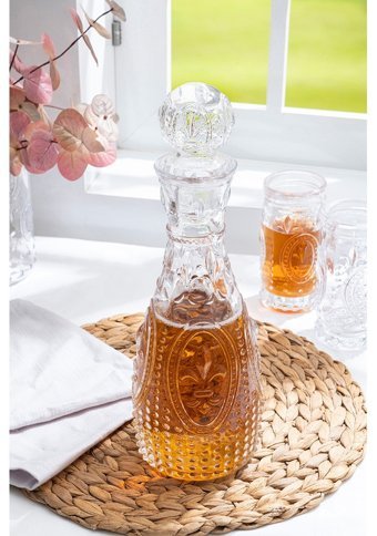 Glamis Fleur De Lis Cam 1 lt Kapaklı Sürahi Şeffaf