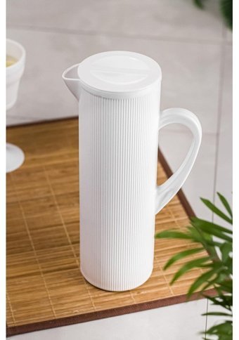 Bena Life Barok Cam 1.5 lt Kapaklı Sürahi Beyaz