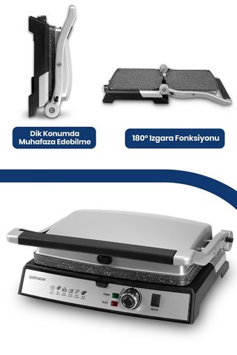 Goldmaster Tostmix 6 Dilim Granit Çıkartılabilir Plaka Tek Yönlü 2000 W Izgaralı inox Tost Makinesi