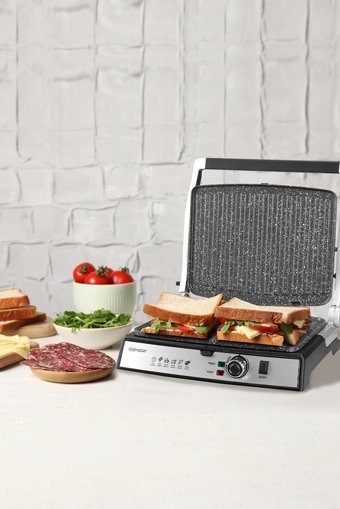 Goldmaster Tostmix 6 Dilim Granit Çıkartılabilir Plaka Tek Yönlü 2000 W Izgaralı inox Tost Makinesi