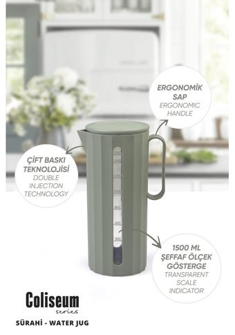 Okyanus Home Coliseum Cam 1.5 lt Kapaklı Sürahi Yeşil