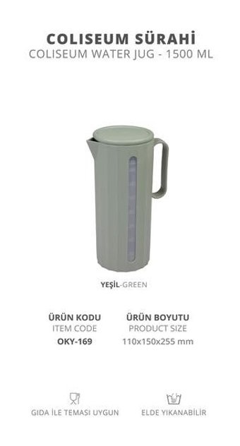 Okyanus Home Coliseum Cam 1.5 lt Kapaklı Sürahi Yeşil